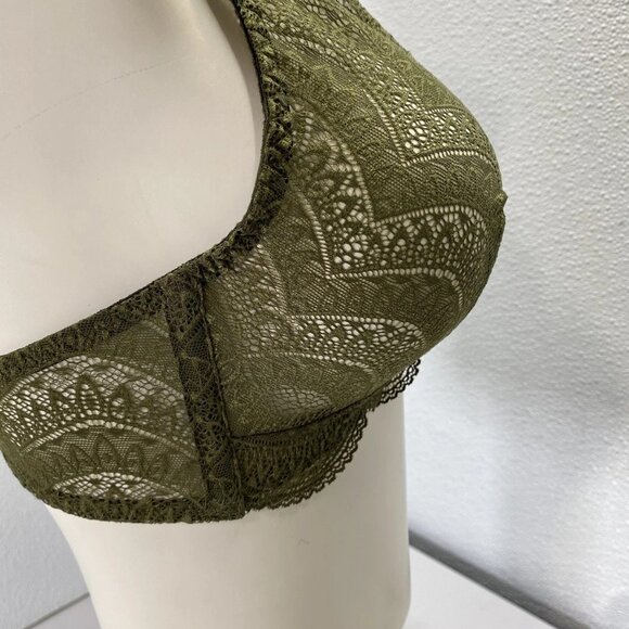 NEW SIMONE PERELE Women's Karma Lace Unlined Bralette – Size L – Adventure Green - Picture 4 of 14
